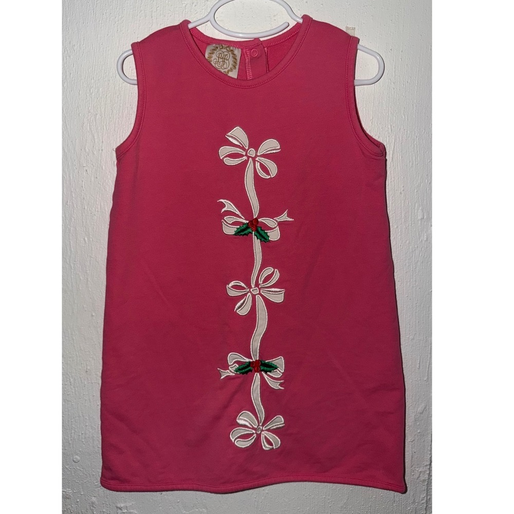 The Beaufort Bonnet Company Girls Pink Holiday Bow Holly Knit Dress Size 6